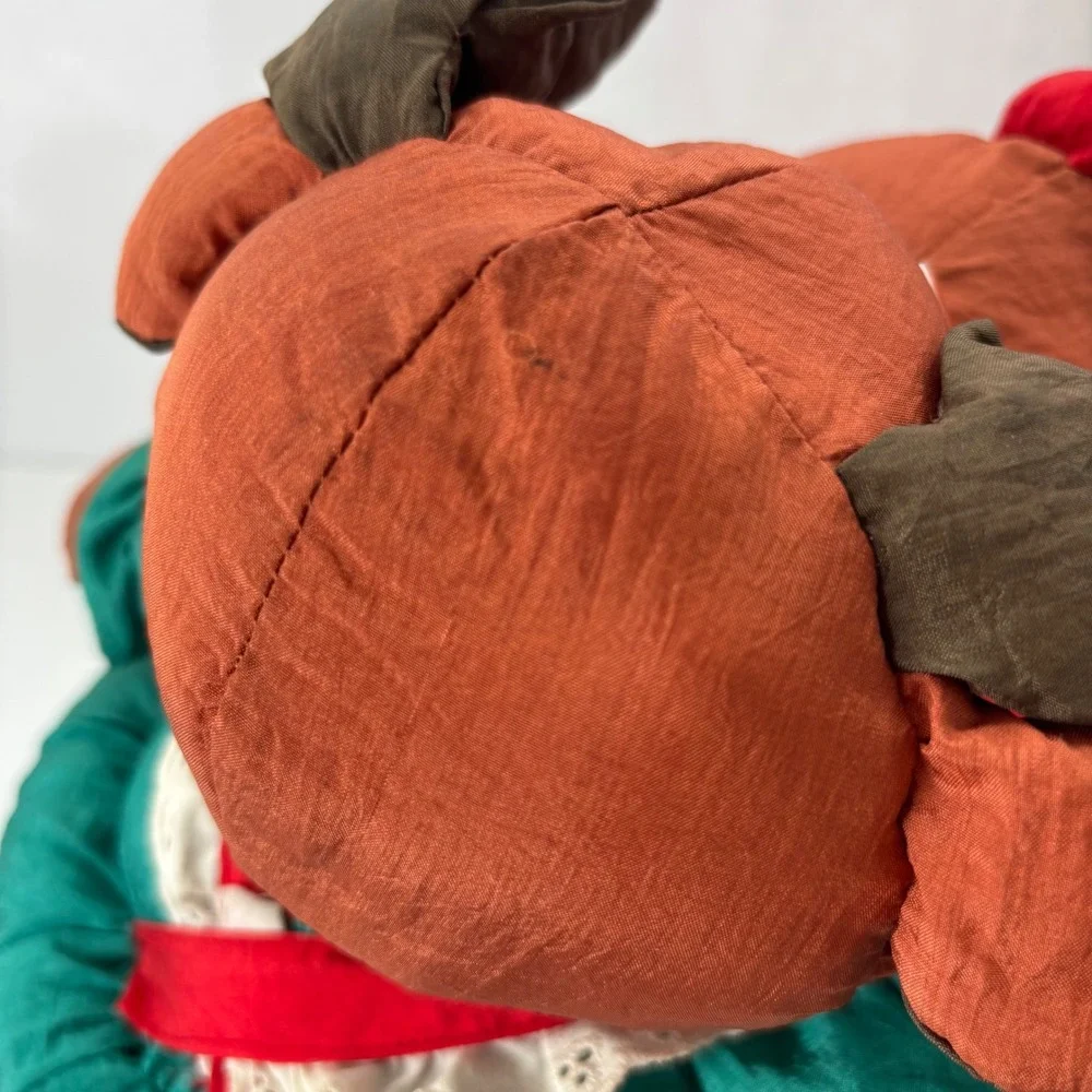 Vintage Reindeer Plush Basket Red Dress Green Apron Novelty Toy‎ Puffalump